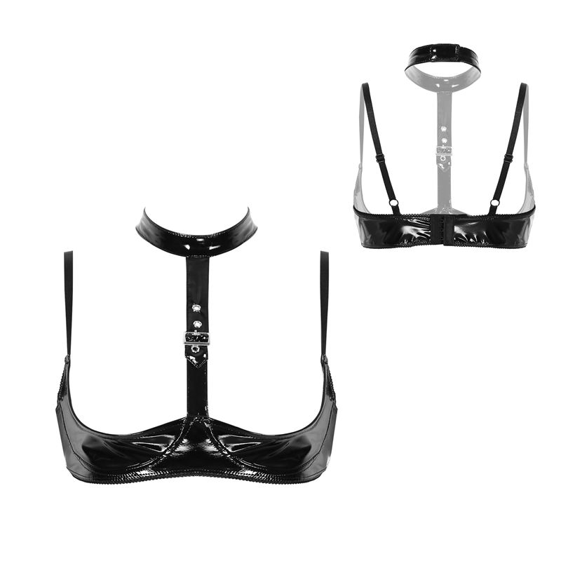 Womens Patent Leather Lingerie - огляд і ціна Bralette Triangle Set