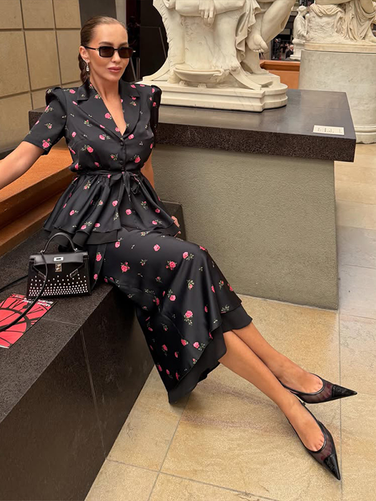 Floral Blazer Coat Skirt Sets  - огляд і ціна Midi Skirt Floral