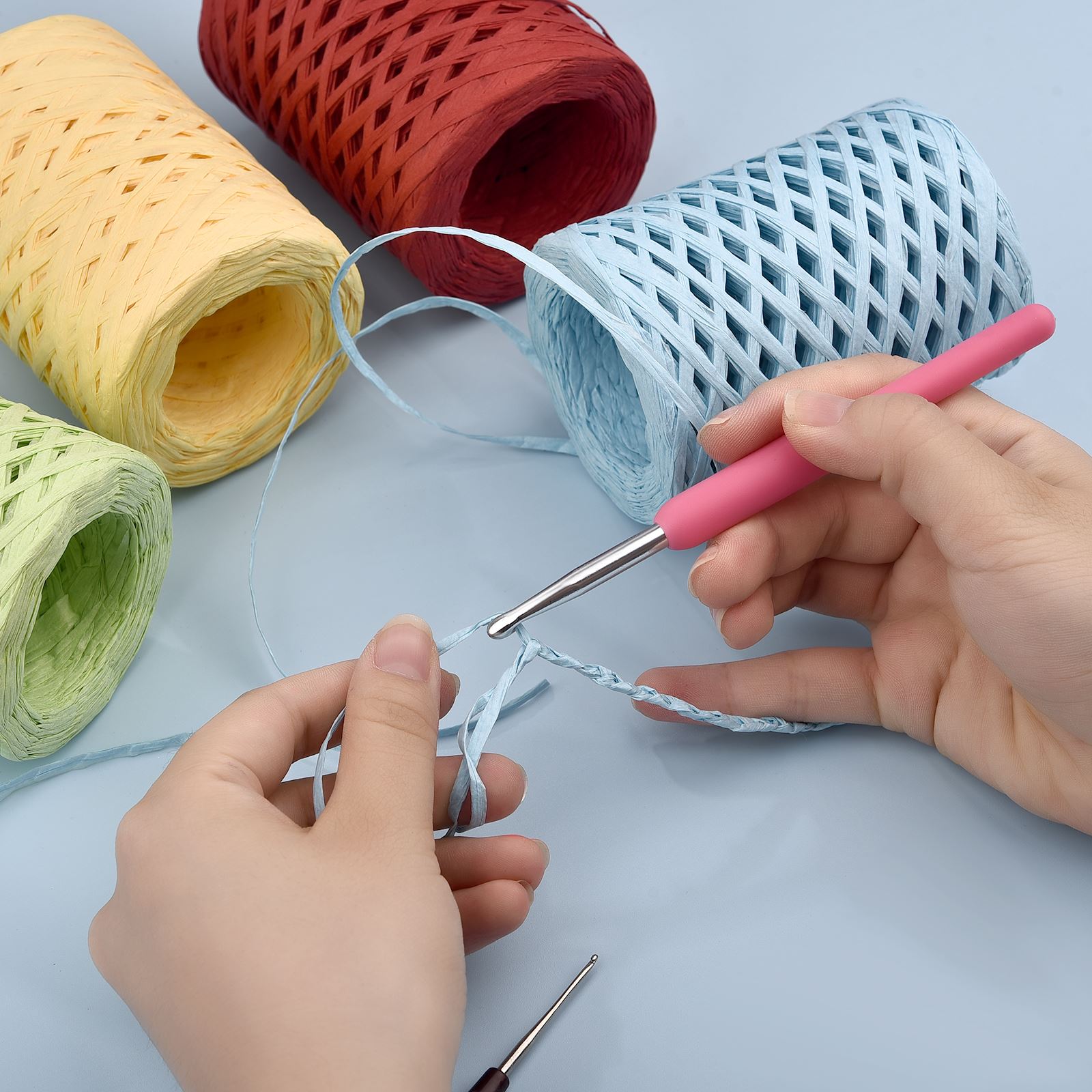 100M Natural Raffia Straw Yarn - огляд і ціна Crochet Bag Raffia