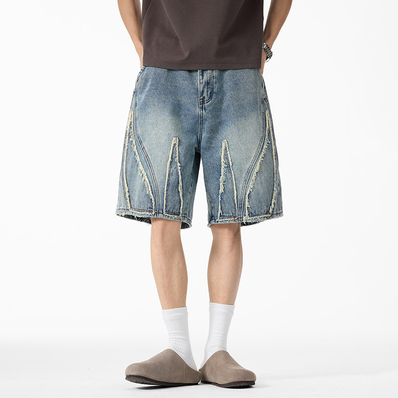 Men's Baggy Denim Jorts, Raw E - огляд і ціна Shorts Denim Frayed