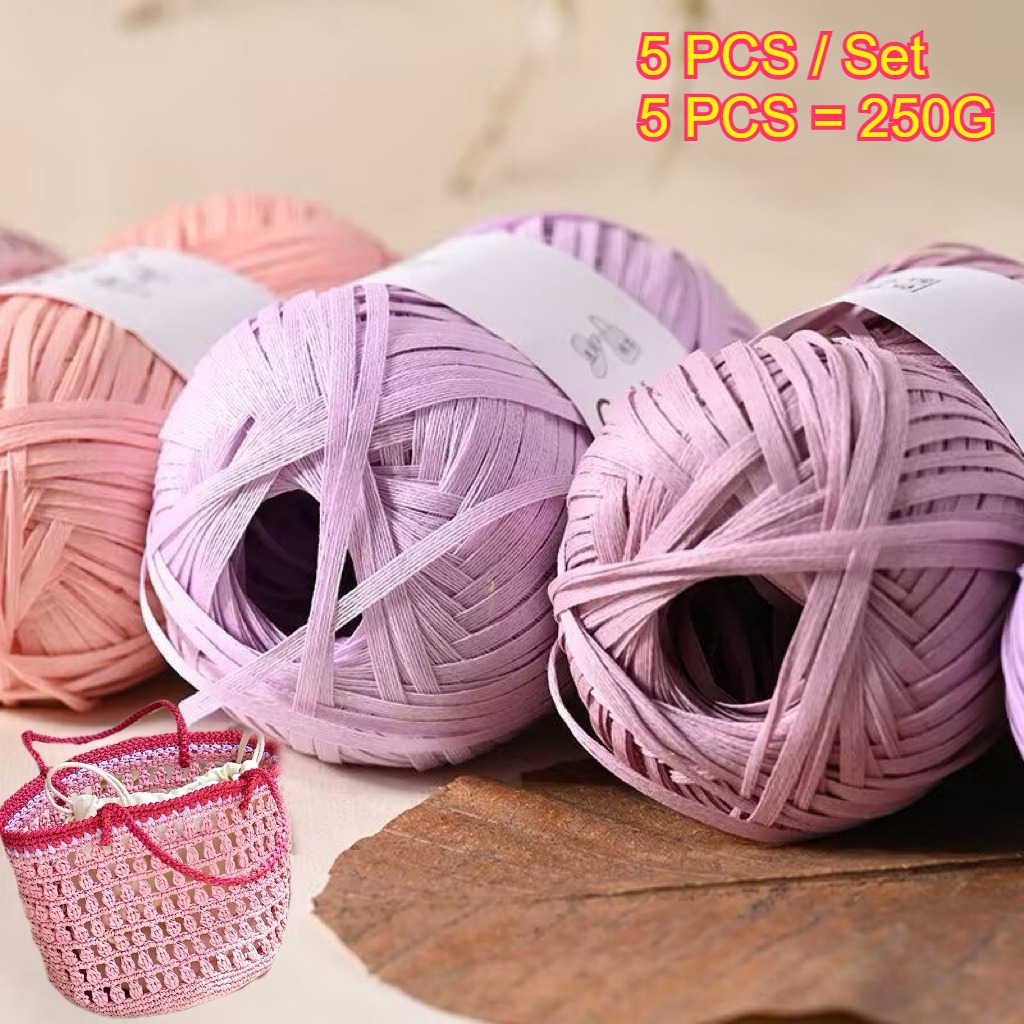 5PCS 250g Raffia Paper Rope Kn - огляд і ціна Crochet Bag Raffia